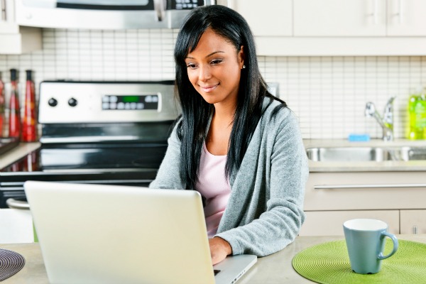 woman working on laptop