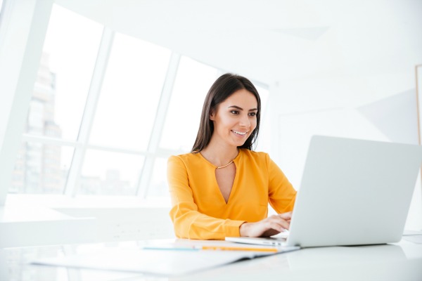 sitting at desk