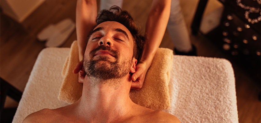 man getting a head massage